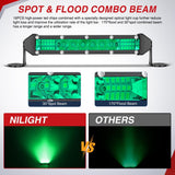 Slim LED Light Bar 2Pcs 7 Inch 16LED Single Row Spot Flood Combo Green Off Road Driving Fog Fishing Hunting Lighting for 12V 24V ATV UTV Pickup Truck Tractor Boat