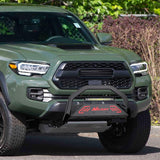 Bull Bar with Light Bar&License Plate Hole Compatible with Toyota Tacoma 2016 2017 2018 2019 2020 2021 2022 2023 Truck Brush Guard, Front Bumper Push Bar w/Grille Skid Plate Light Mount