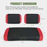 Golf Cart Front Seat Cover 1PC Red Black Club Car DS Yamaha | Breathable Sandwich Mesh Sun Scratch Resistant Washable No Staple Fits 1982-2000 Club Car DS and Yamaha G22 G19 G16 G9 G2