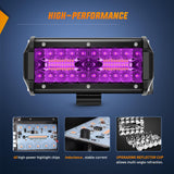 6.5 Inch LED Light Pods Purple Triple Row 2PCS 120W Flood Spot Combo Off Road Driving Decoration Neon Hunting Lighting for UTV Pick-up Van Boat Tractor