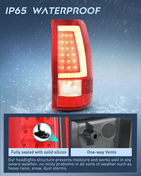Taillight Assembly Compatible with 2003 2004 2005 2006 Chevy Silverado 1500 1500HD 2500 2500HD 3500 2007 Chevrolet Classic Incandescent Type Upgrade LED Tube Tail Lights Rear Brake Lamps