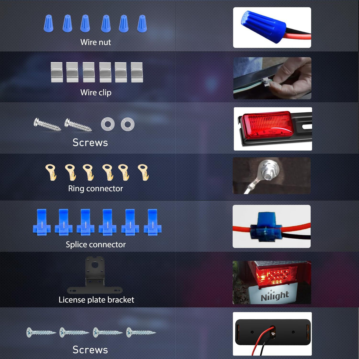 Nilight LED Trailer Light Kit 2 PCS Red Rectangular Stop Turn Tail License Lights 3.9 Inch Amber Side Marker Taillights 9 LEDs ID Bar For 12V RV Truck Marine Boat Snowmobile