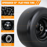 13x6.50-6 Solid Lawn Mower Tires, 13 Inch Flat-Free Polyurethane Tire with 3/4 Inch Axle Bore & 3.25 Inch Hub Length, Airless Replacement Wheels for Riding Lawn Mowers, 2 Pack