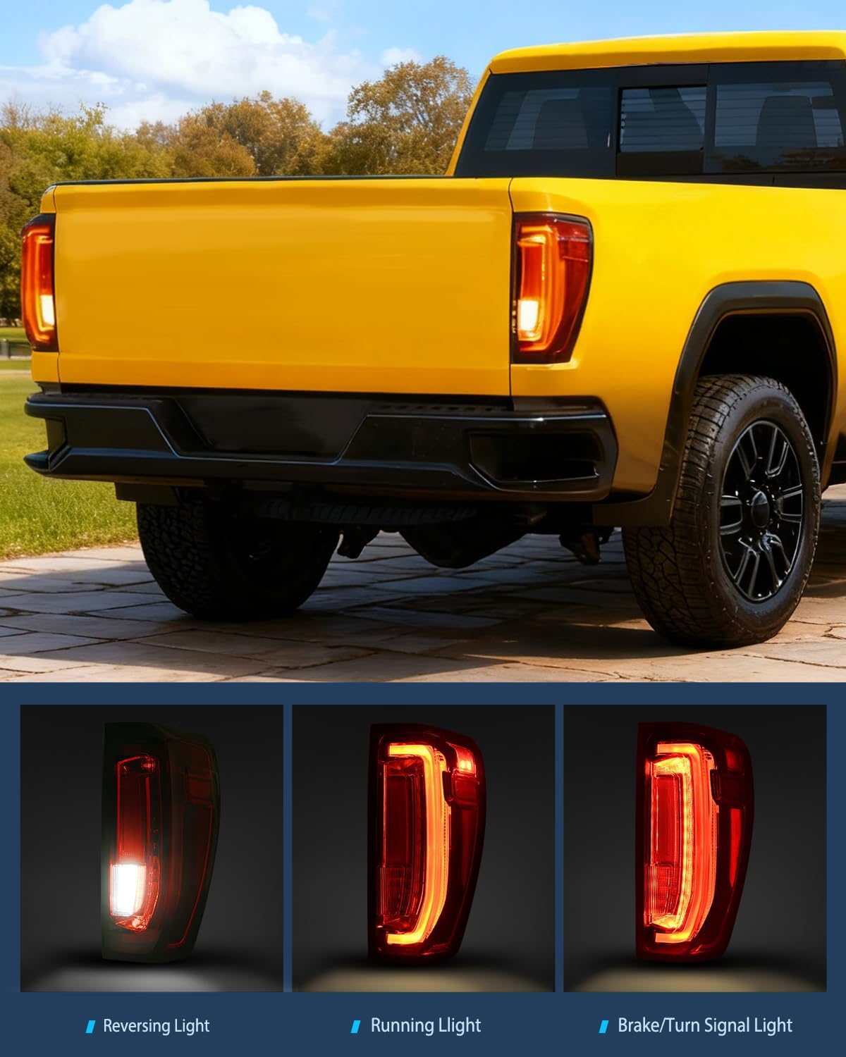 Taillight Assembly Compatible with GMC 2019 2020 2021 2022 2023 2024 Sierra 1500 LED Type Tail Lights 2020-2024 Sierra 2500HD 3500HD Rear Lamp Replacement Passenger Side