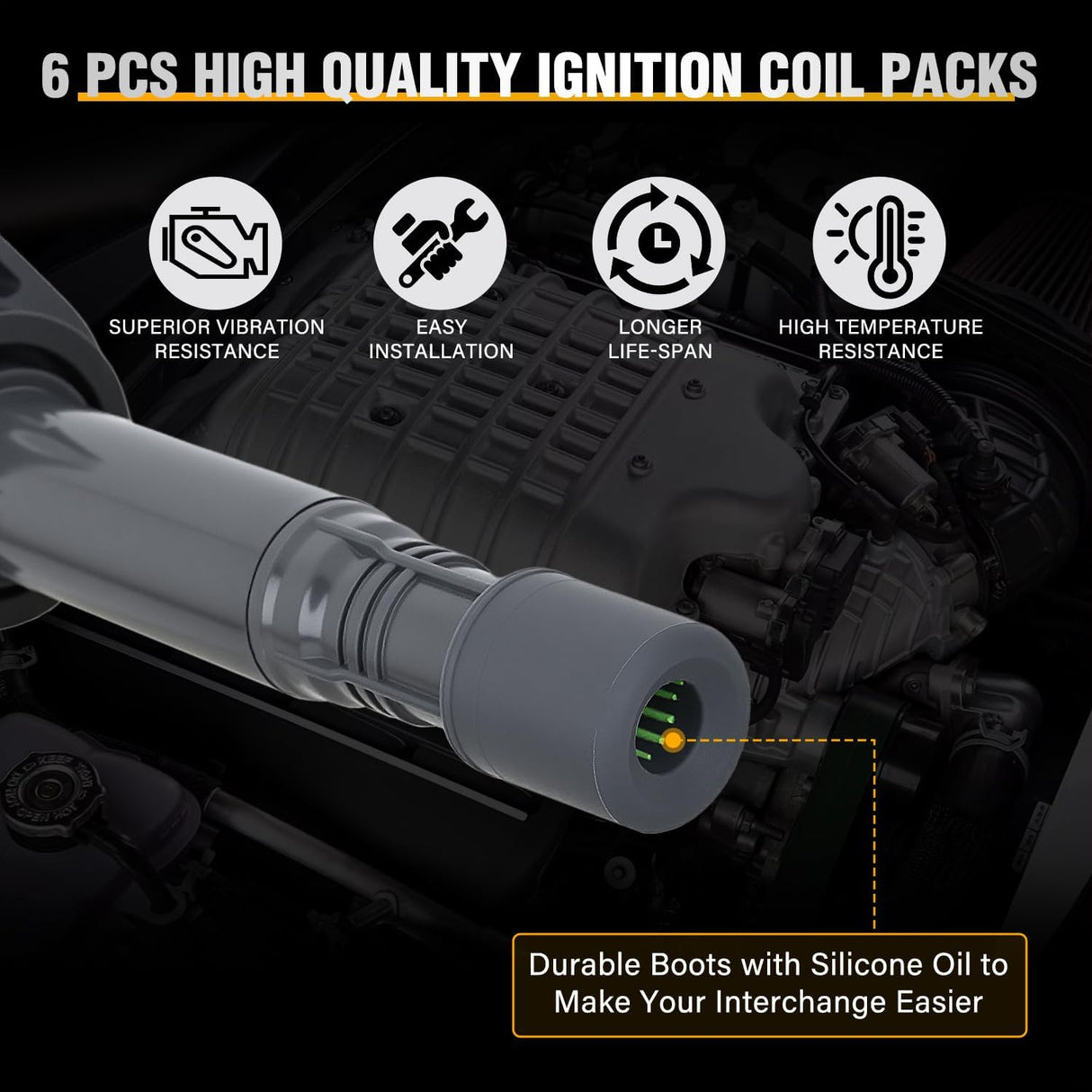 Ignition Coil Pack Fit for 2008 2009 2010 2012 2013 2014 2015 2016 Honda Accord Odyssey Pilot Ridgeline Acura RDX RL TL MDX ZDX TSX 3.5L 3.7L V6 OE# UF624 5C1722 Ignition Coils Set of 6