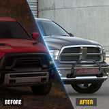 Bull Bar with Light Bar&License Plate Hole for 2009-2018 Dodge Ram 1500&2019-2024 RAM 1500 Classic (Exl Rebel Sport) Truck Brush Guard Front Bumper Push Bar w/Grille Skid Plate Light Mount