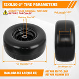 13x6.50-6 Solid Lawn Mower Tires, 13 Inch Flat-Free Polyurethane Tire with 3/4 Inch Axle Bore & 3.25 Inch Hub Length, Airless Replacement Wheels for Riding Lawn Mowers, 2 Pack