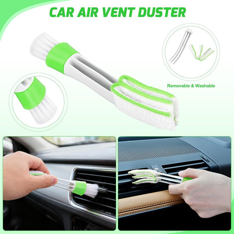 Automotive Tools 15PCS Car Detailing Kit Auto Cleaning Tools Wash Set with Storage Carry Bag Beginners Easy to Use for Interior Exterior Car Care Clean Windshield Dashboard Seat Air Vents Wheels Tires, Green