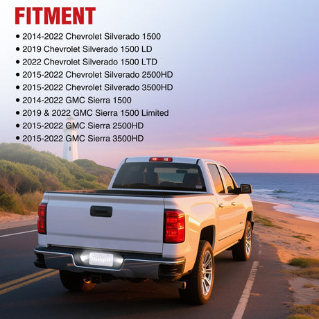 License Plate Lights Compatible with 2014 2015 2016 2017 2018 2019 2020 2021 2022 2023 Chevy Silverado 1500 GMC Sierra 1500 2015-2022 Chevy Colorado with Black housing 6000K White 2PCS Pack