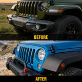 Front Brush Guard, Compatible with 2018-2025 Jeep Wrangler JL, 2019-2025 Gladiator JT, Steel Bar Grille Guard Fits Factory Rubicon Steel Bumper,3.12 inch Height to Clear Winch