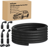 8AN 10FT CPE Fuel Hose Kit with 8PCS AN8 Fittings&Hose Separators | CPE Nylon Stainless Steel Braided Oil Gas Diesel Fuel Hose End Fitting Kit for Transmission Oil Cooler Vacuum Lines