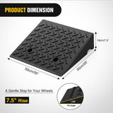 7.5 Inch 7000lbs Load Capacity Rise Height Heavy Duty Rubber Curb Ramp (Pair) Nilight