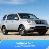 Outside-Mount Window Rain Guards for Honda Pilot 2009-2015, 4PCS | Tape on Window Visors Helps Vent Fresh Air in Rainy Weather, Honda Pilot 2009 2010 2011 2012 2013 2014 2015, Smoke Tinted