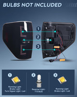 Taillight Assembly Compatible with 2009 2010 2011 2012 2013 2014 Ford F150 Incandescent Type Styleside Upgrade LED Tube tail lights; Rear Brake Lamps Smoked Lens
