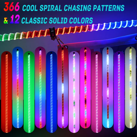 LED Whip Light 1 PC 3FT COB RGB Lighted Antenna Whips with Spring Base Remote & App Control DIY Chasing Patterns for Can-am Offroad ATV UTV RZR Polaris Dune Buggy 4-Wheeler Truck