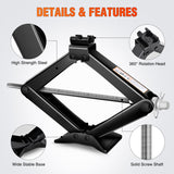 Scissor Jack Kit for Car 1.5 Ton(3307 lbs), Heavy Duty Portable Steel Scissor Lift Jack Car Tire Changing Kit with Ratchet & Lug Wrench for Sedan SUV MPV, 3.9 Inch-13.6 Inch Lifting Range, Black