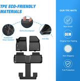 TPE Floor Mats for GMC Acadia Bucket Seats 2017 2018 2019 2020 2021 2022 All Weather Custom Fit Heavy Duty Floor Liners