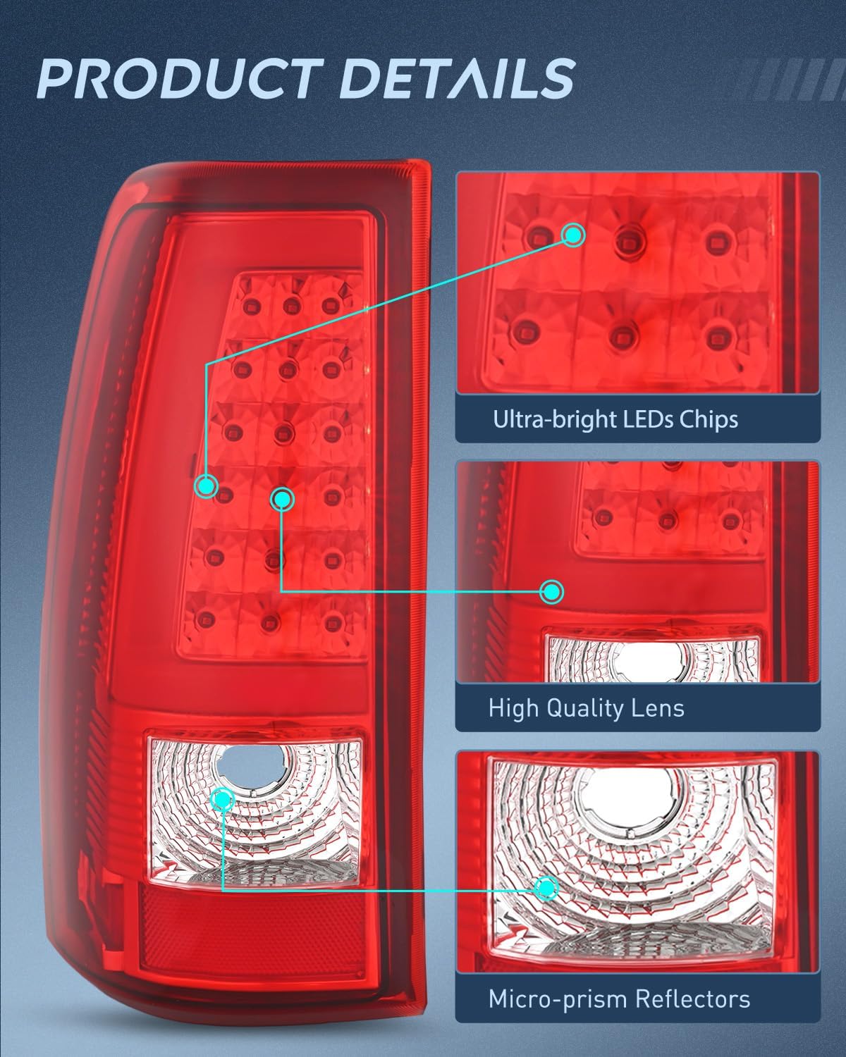 Taillight Assembly Compatible with 2003 2004 2005 2006 Chevy Silverado 1500 1500HD 2500 2500HD 3500 2007 Chevrolet Classic Incandescent Type Upgrade LED Tube Tail Lights Rear Brake Lamps