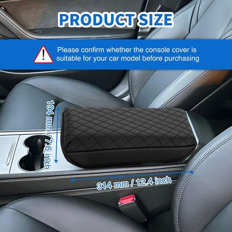 Center Console Cover Compatible with Tesla Model 3 Tesla Model Y Armrest Cover for Car Vegan Leather Middle Console Cover Car Center Console Cushion Pad (Not Fit for 2024 Tesla Model 3) -Black