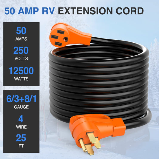 50Amp 25FT RV EV Extension Cord Nilight