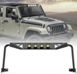Front Windshield Frame Cover Roof Sun Visor Cowl Body Armor with 4 x LED Lights Compatible with 2007-2018 Jeep Wrangler JK JKU Unlimited, Windscreen Rack Protector Stand