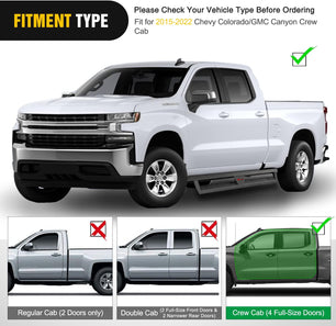 2015-2023 Chevy Colorado/GMC Canyon Crew Cab Running Boards Dual-Stage Textured Black Powder Coated Slip-Proof Side Step Nerf Bars Nilight