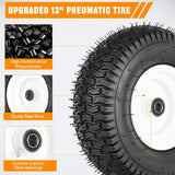 13x5.00-6 Lawn Mower Tires, 13 Inch Pneumatic Rubber Tire with 3/4 Inch Axle Bore & 3 Inch Hub Length, Air-Filled Replacement Wheels for Riding Lawn Mowers, 2 Pack