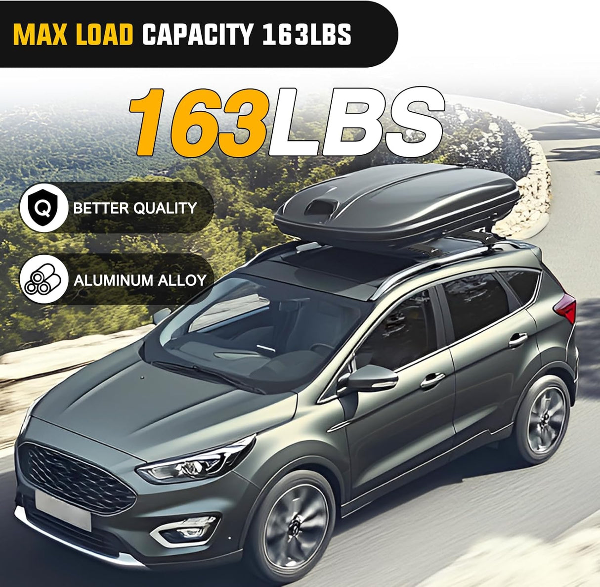 Roof Rack Cross Bars Fit for Ford Escape KUGA 2013 2014 2015 2016 2017 2018 2019 with Side Rails, Adjustable Aluminum Car Crossbars for Cargo Carrier Luggage Bike Kayak Rooftop Tent Snowboard