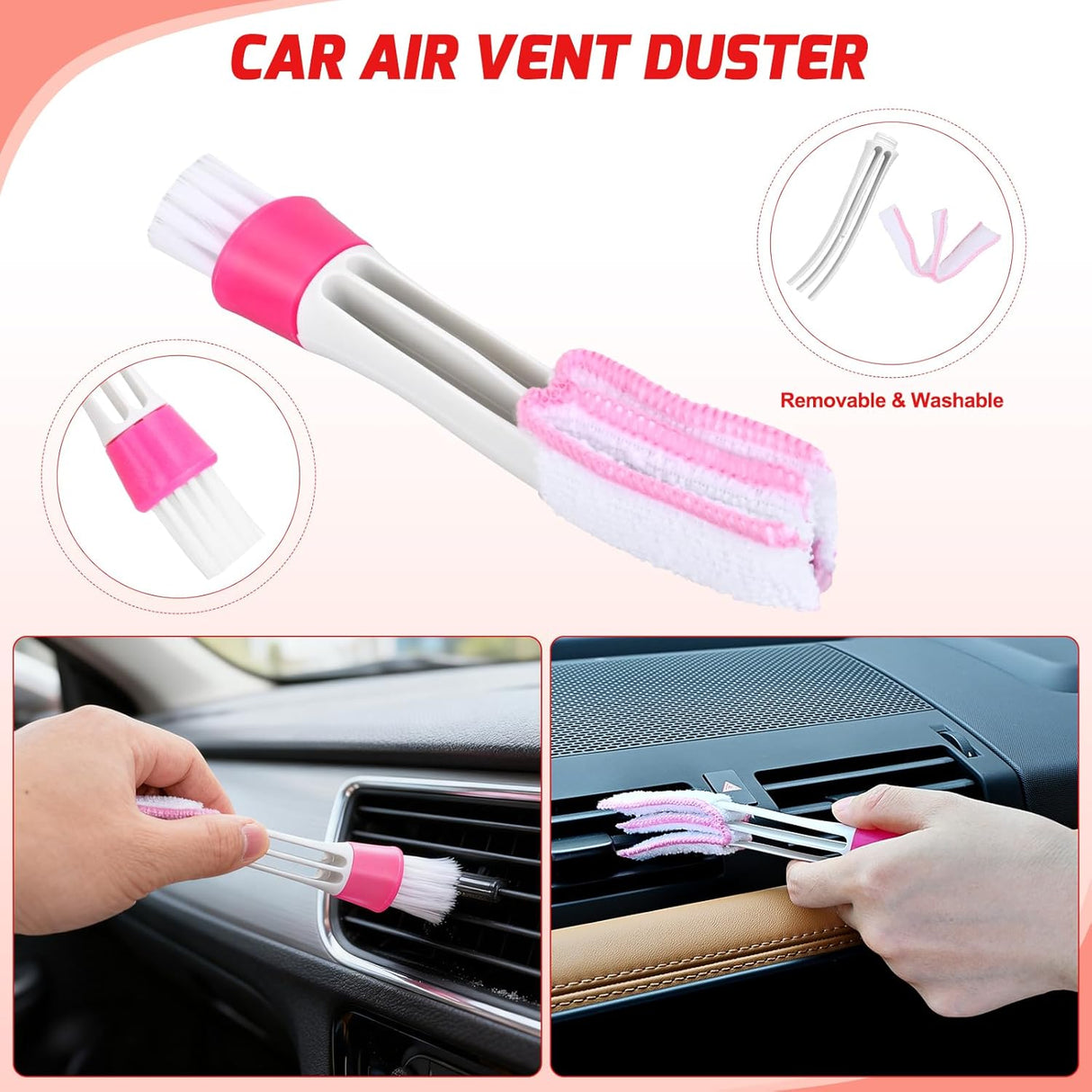 Automotive Tools 15PCS Car Detailing Kit Auto Cleaning Tools Wash Set with Storage Carry Bag Beginners Easy to Use for Interior Exterior Car Care Clean Windshield Dashboard Seat Air Vents Wheels Tires, Red