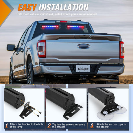 162 LED Traffic Advisor Strobe Light Bar 2-in-1 Red Blue Emergency Warning Hazard Lights with Controller 4 Switchable Color 36 Flash Pattern for Trucks Cars Tow Plow Construction Vehicles