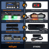 8PCS Led Strobe Lights with Controller 12V 24V Sync Feature Green White Emergency Hazard Warning Light 12 24 LED Surface Mount for Vehicle Car Truck RV ATV