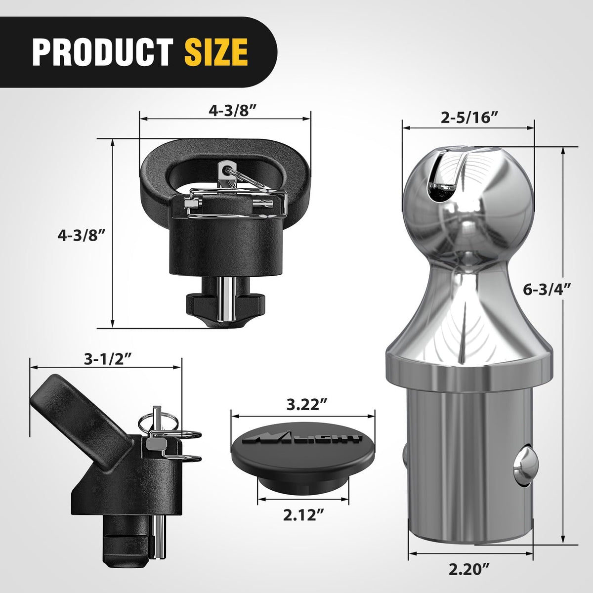 60618 Puck System Gooseneck Hitch Ball Kit, Compatible with 2013-2025 Dodge RAM 2500 3500, 2-5/16 Inch Gooseneck Ball for Truck Bed with 2 Safety Chain Anchors w/Storage Box