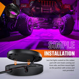 LED Rock Light 6PCS Pink Purple Underglow Wheel Well Fender Pods Waterproof Exterior Underbody Roof Rack Side Lamps for 12V 24V Car Truck Pickups ATV UTV SUV Motorcycle Boat