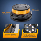 Amber Beacon Light 12V-24V Aluminum Base Flashing Safety Warning Lights Permanent & Magnet Mount LED Emergency Rotating Strobe Light for Forklift Truck Tractor UTV Snow Plow, 2 Years Warranty