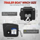 Boat Trailer Winch 3500 lbs Portable Electric Boat Winches 12 V DC Marine Winch with Remote Control and Hand Crank Power-in Freewheel Operation Waterproof Reversible Winch for Boat Trailer
