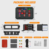 6 Gang Switch Panel Red Circuit Control Relay System with Fuse Wiring Harness Toggle Momentary Strobe Flash Modes Automatic Dimmable ON Off Pod 12V 24V for Car Truck Camper SUV