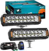 6 Inch LED Light Bar 2PCS 50W Spot Flood Combo Lamps | Off Road Driving Work Fog Lights IP67 Waterproof with 18AWG Rocker Switch Wiring Harness Kit for Truck Pickup SUV ATV UTV