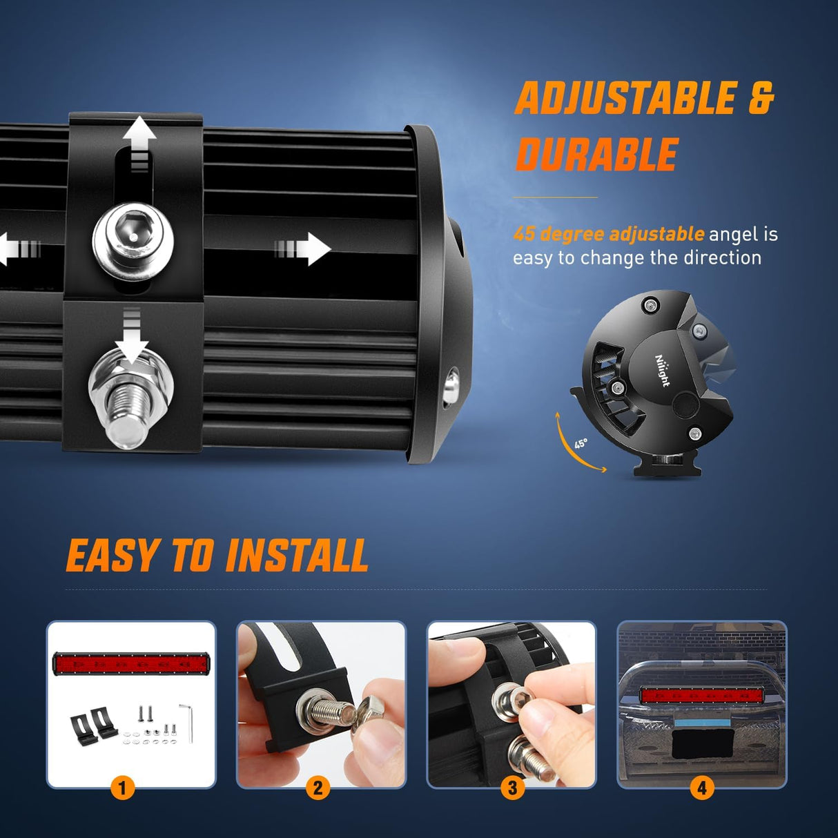 20 Inch LED Light Bar Red Triple Row 420W Spot Flood Combo 42000LM Driving Boat Off Road Fishing Hunting Emergency Safety Lighting for UTV Pick-up Van Tractor