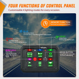 6 Gang Switch Panel Green Circuit Control Relay System with Fuse Wiring Harness Toggle Momentary Strobe Flash Modes Automatic Dimmable ON Off Pod 12V 24V for Car Truck Camper SUV