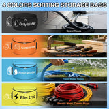 RV Hose Storage Bag 4 Pack Waterproof with Dual Zipper Closure, Handle & Straps RV Sewer Hose Storage and Organization for Sewer, Fresh Water Hoses Electrical Cords Camper Tools Accessories