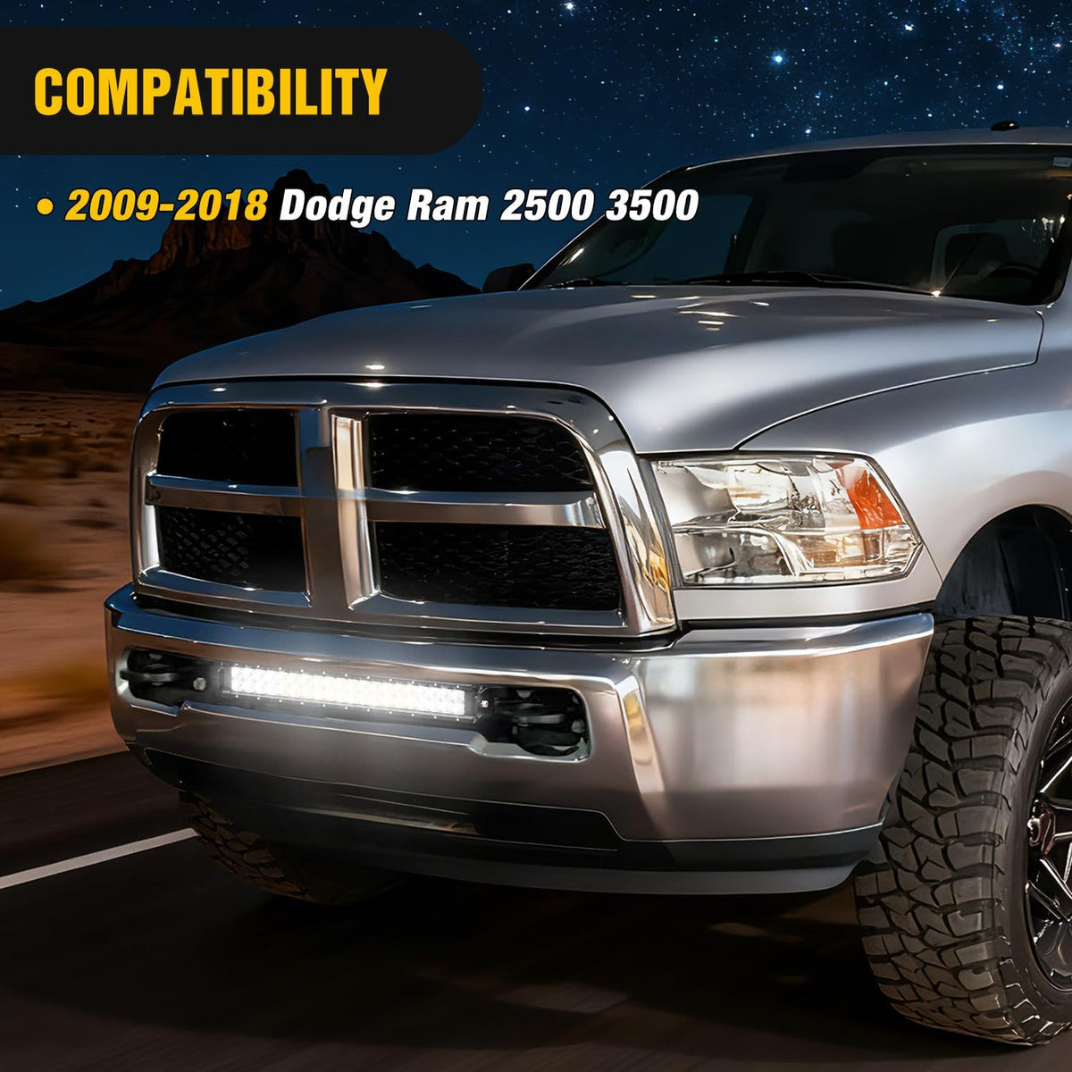 Hidden Bumper Mounting Brackets for 2009-2018 Dodge Ram 2500 3500 | Designed for 20 Inch Straight LED Light Bar,Heavy-Duty Steel,Front Lower Hidden Bumper Brackets