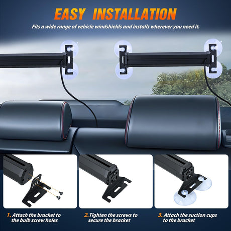 40LED Red Emergency Strobe Traffic Advisor Light Bar with Suction Cups Dash Safety Warning Hazard Flashing Lights Interior Front/Rear Windshield for Trucks Construction Vehicles
