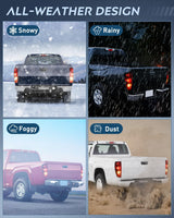 Headlight and Taillight Assembly Combo Compatible with 2004 2005 2006 2007 2008 2009 2010 2011 2012 Chevy Colorado GMC Canyon OE Style Chome Housing Amber Reflector with Red Tail Light