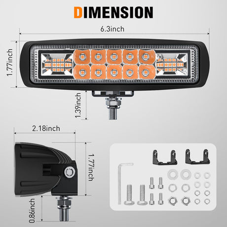 6 Inch Purple LED Light Pods 2 PCS 60W Flood Spot Combo Beam Off Road Driving Decoration Neon Hunting Lighting for 12V 24V ATV UTV Pickup Truck Tractor