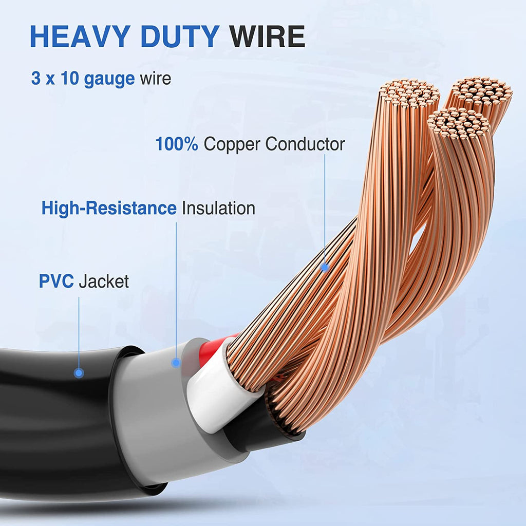 15 Amp to 30 Amp 110V Pure Copper Heavy Duty 10 Gauge Wire ETL
