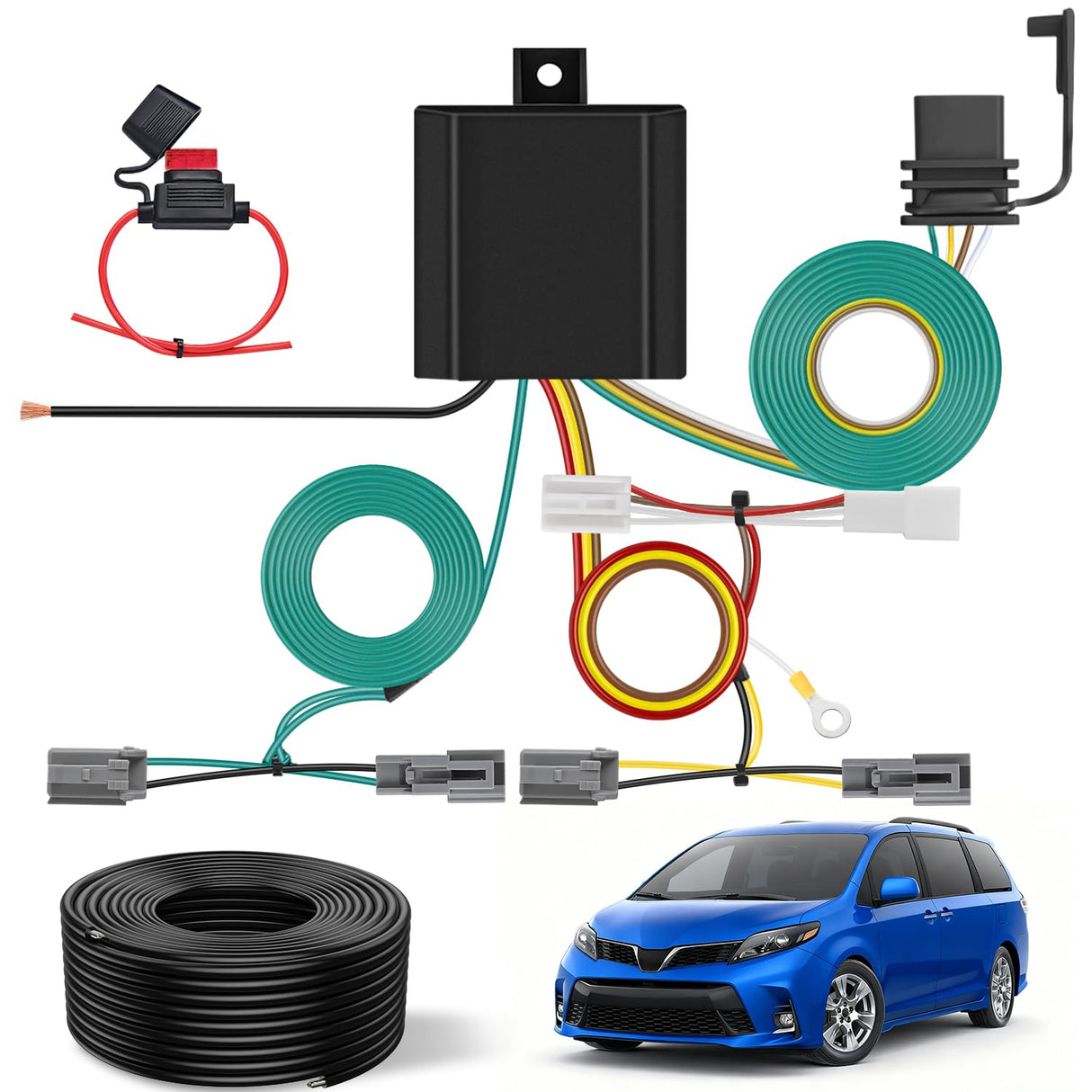 4 Pin Trailer Wiring Harness Kit 56106 Vehicle Standard 4 Way Connector Custom for 2011 2012 2013 2014 Toyota Sienna, 2015 2016 2017 2018 2019 2020 Sienna SE Simple Fit Tow Hitch Harness