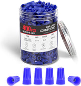 400PCS Blue Wire Connectors Kit 20-18 AWG Electric Wire Caps Insulating Insert Twist Electrical Wire Terminal with Spring for Connect Electrical Wiring Automotive Car Truck Boats Marine