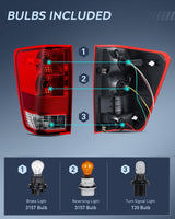 Taillight Assembly Compatible with 2004 2005 2006 2007 2008 2009 2010 2011 2012 2013 2014 2015 Nissan Titan Tail Light OE Style Rear Lamp Replacement Driver and Passenger Side Red Lens