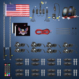 RGB LED Whip Light 2PCS 3FT with 8 Rock Lights Combo | APP and Remote Control with DIY Chasing Patterns Turn Signal Brake Reverse Functions and Spring Base for ATV UTV RZR and Jeep