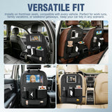 Car Seat Back Organizer 2PCS Black PU Leather Universal | Cup Holder Tissue Box Removable Bucket Waterproof Multifunctional Storage Bag for Cars Vans SUVs MPVs Pickup Trucks